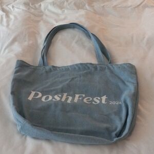 PoshFest 2024 Blue and White Denim Tote Bag